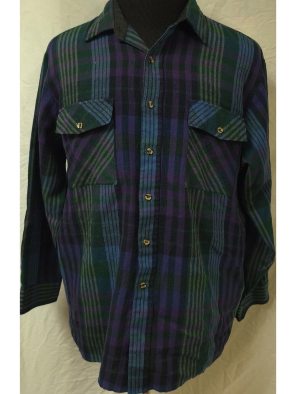 Vtg Outback Rider Mens XL Stripe Plaid Multicolor Button Up Western Cotton Shirt